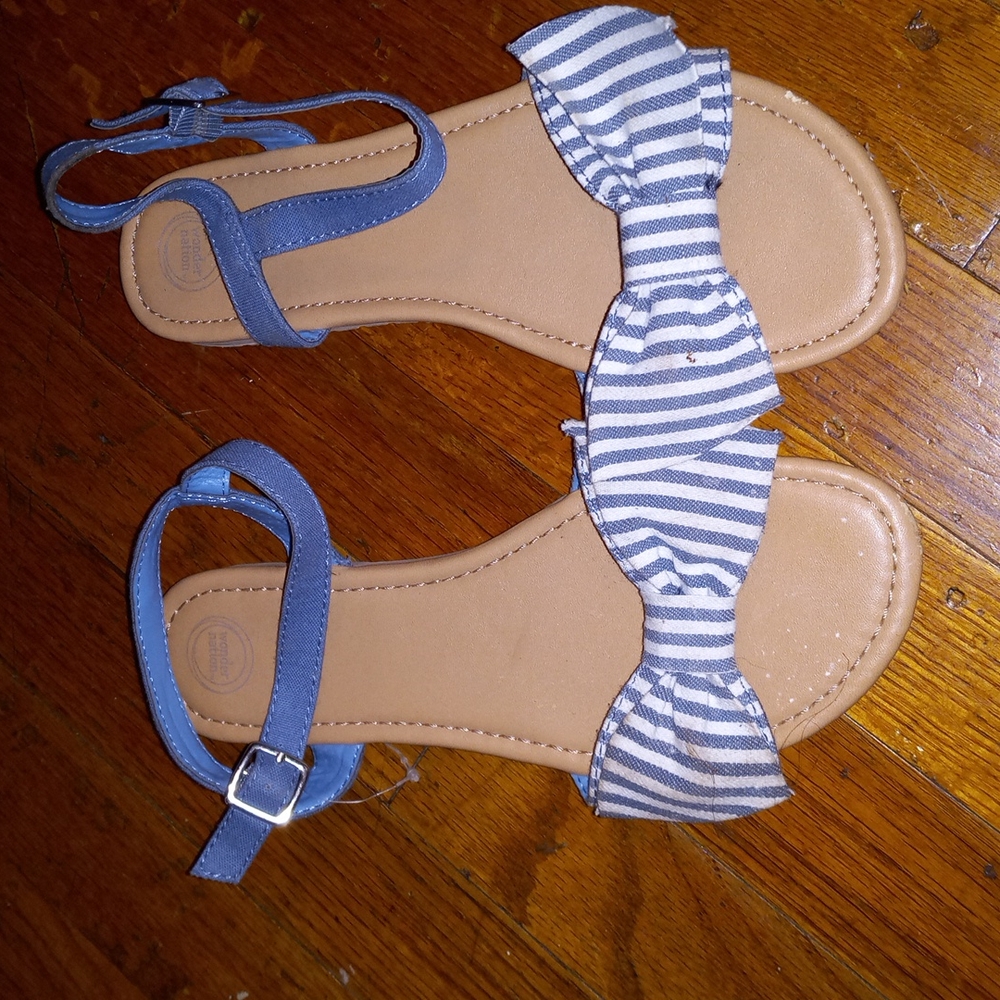 Adorable blue and white striped sandals size 5 womens